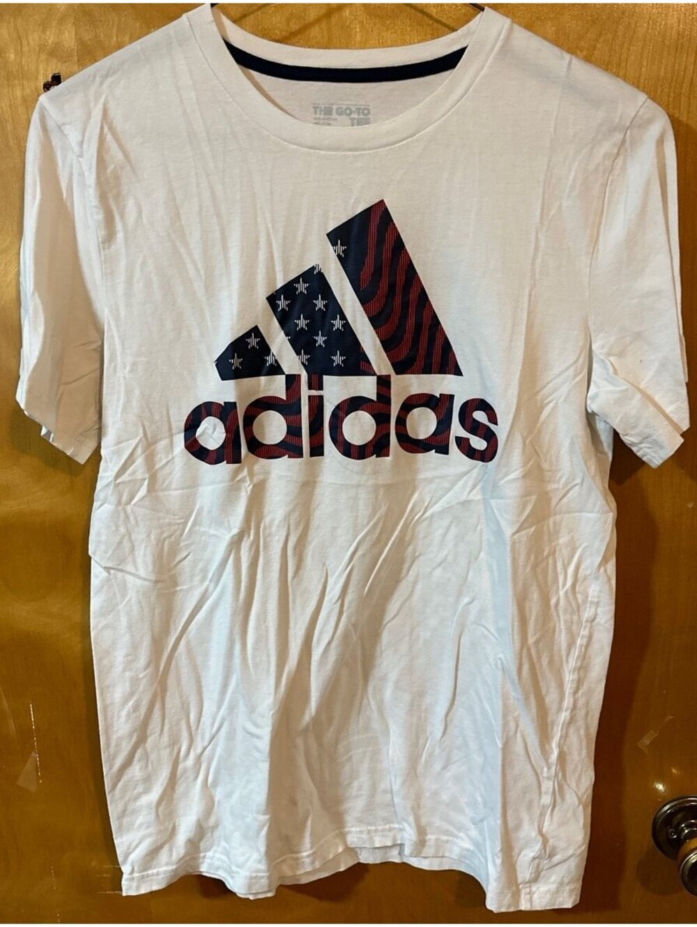 Adidas red white and blue tshirt size xlarge 18/20